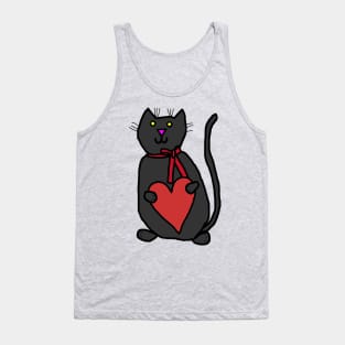 Cute Cat Holding Your Love Heart on Valentines Day Tank Top